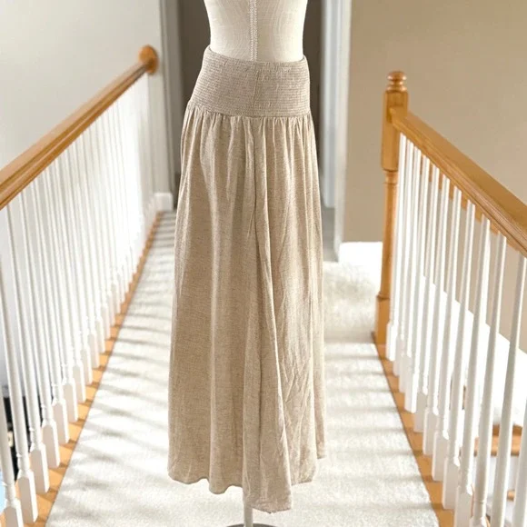 OGL Move European Linen Skirt Smocked Waist With Pockets Size S - Picture 7 of 13